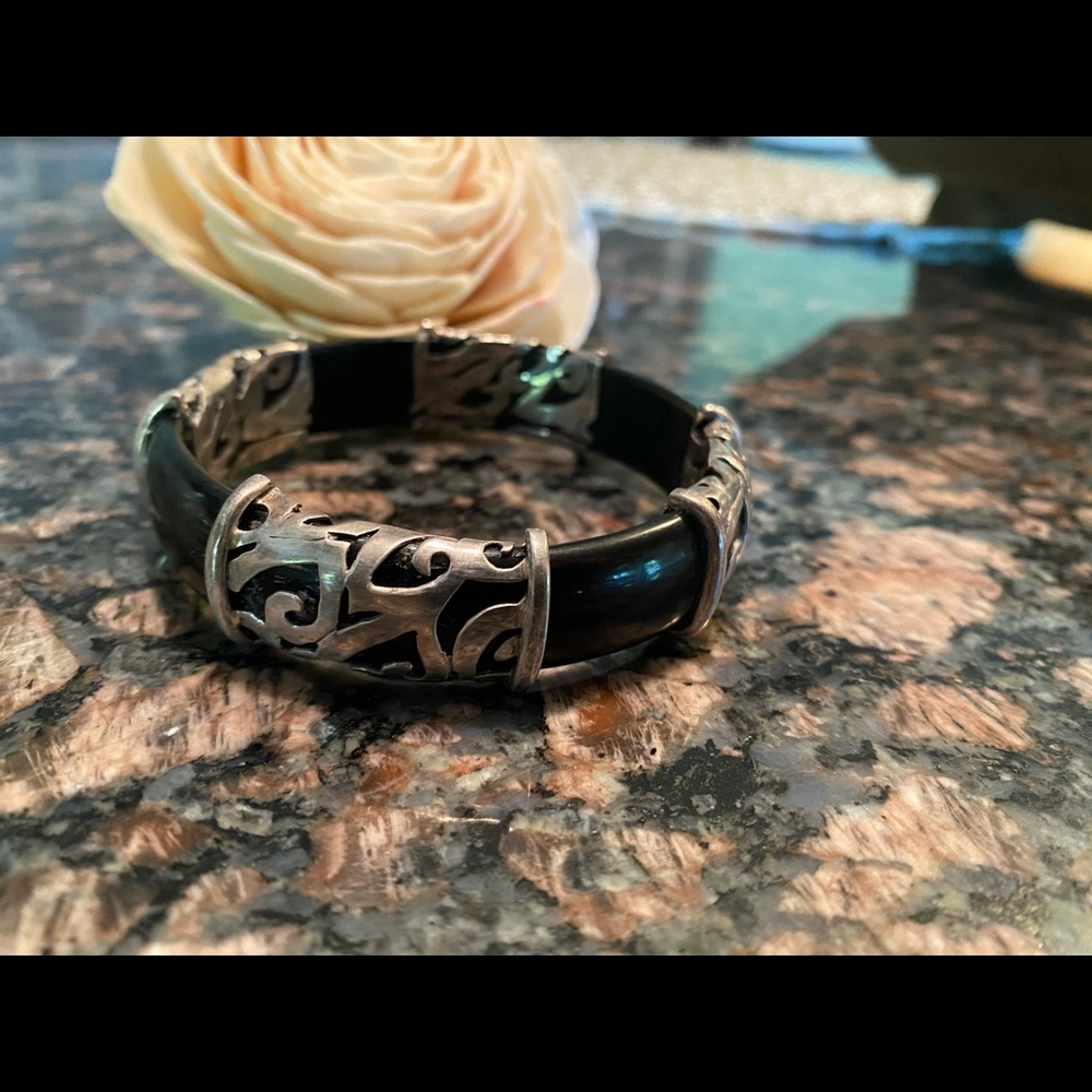 Sterling and solid onyx bracelet